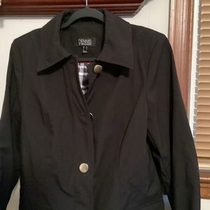 DENNIS BASSO RAINCOAT WITH BLACK-WATCH LINING, SIZE (M).